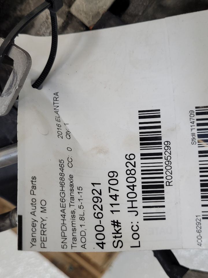 2015 – 2016 Hyundai Elantra Automatic Transmission 1.8L