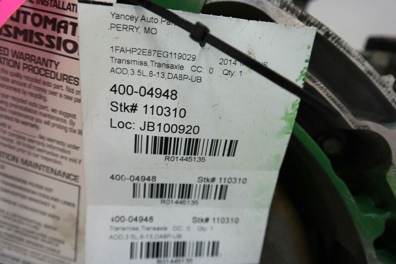 2014-18 Ford Taurus Automatic Transmission 6 Speed 3.5L FWD