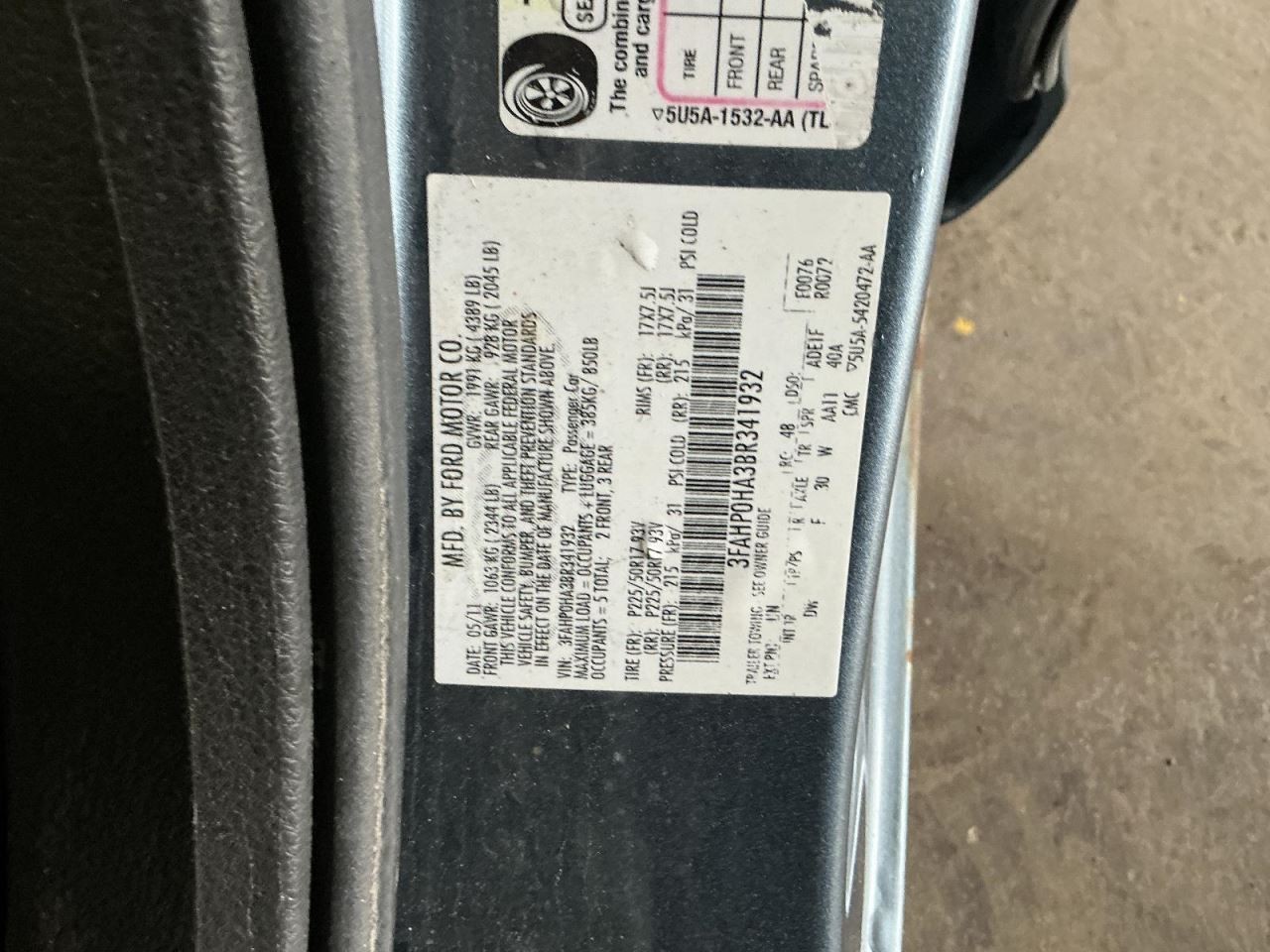 Automatic Transmission 2.5L VIN A 8th Digit Fits 11-12 FUSION 906435