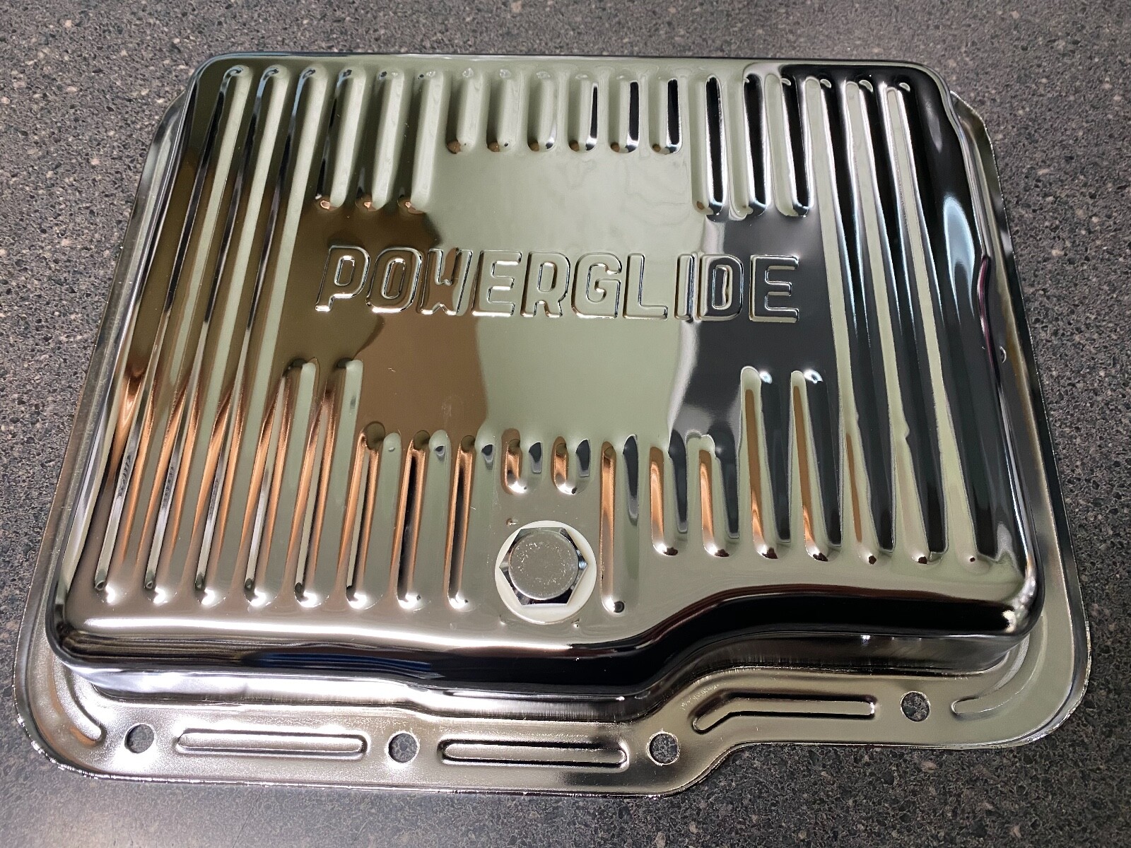 Stock Depth Chrome Steel Transmission Pan GM Powerglide