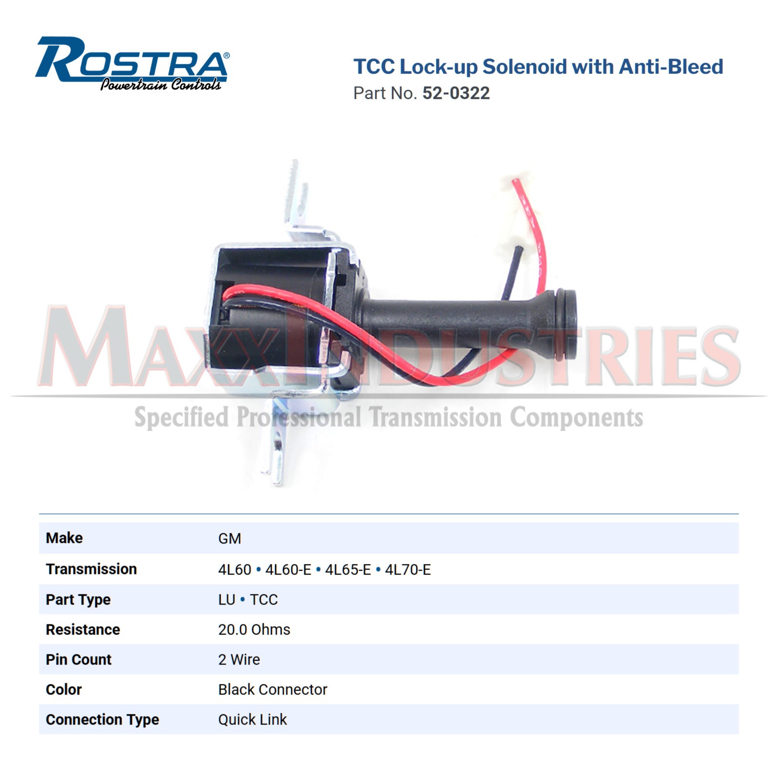 for GM Transmission TCC LOCK-UP SOLENOID Kit 200-4R 700R4 4L60E 4L65E (52-0322)