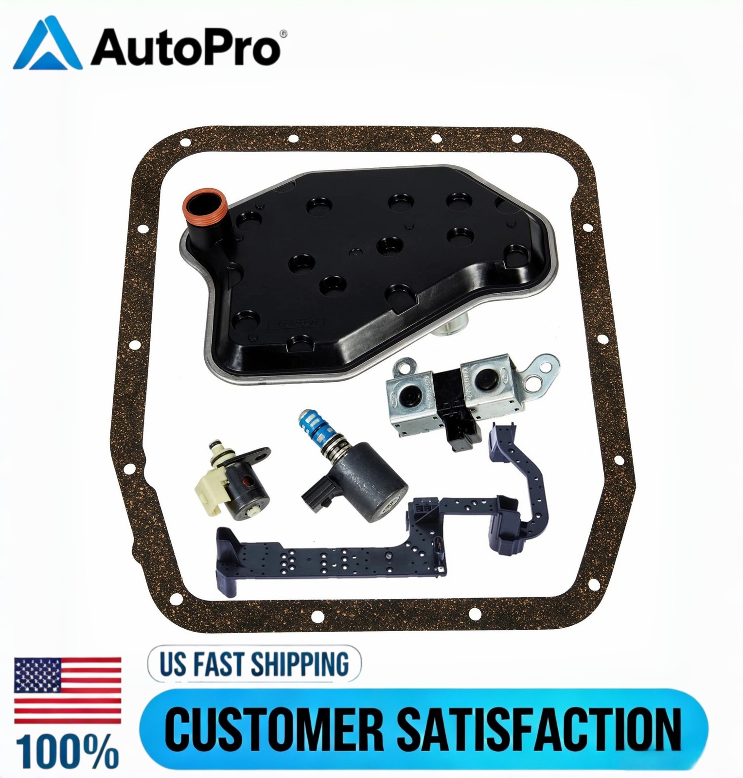 For 1998-2004 AODE 4R70W Ford Trans Solenoid Service Set w/ Harness & Filter Kit