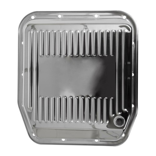 80-93 FORD TRANSMISSION PAN AOD STOCK STEEL CHROME FINNED MUSTANG CROWN VIC