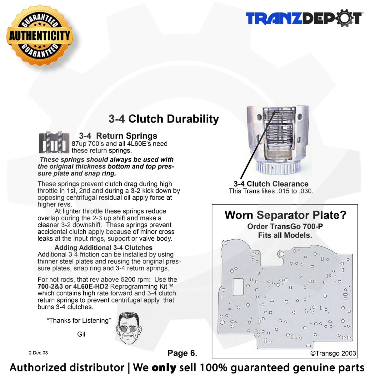 TransGo TH700-R4 4L60 SHIFT KIT JR. (#SK 700-JR)