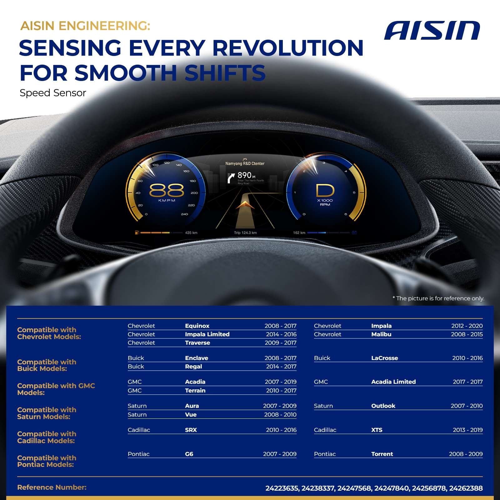 AISIN Auto Transmission Speed Sensor for Chevrolet Equinox Malibu Traverse GMC