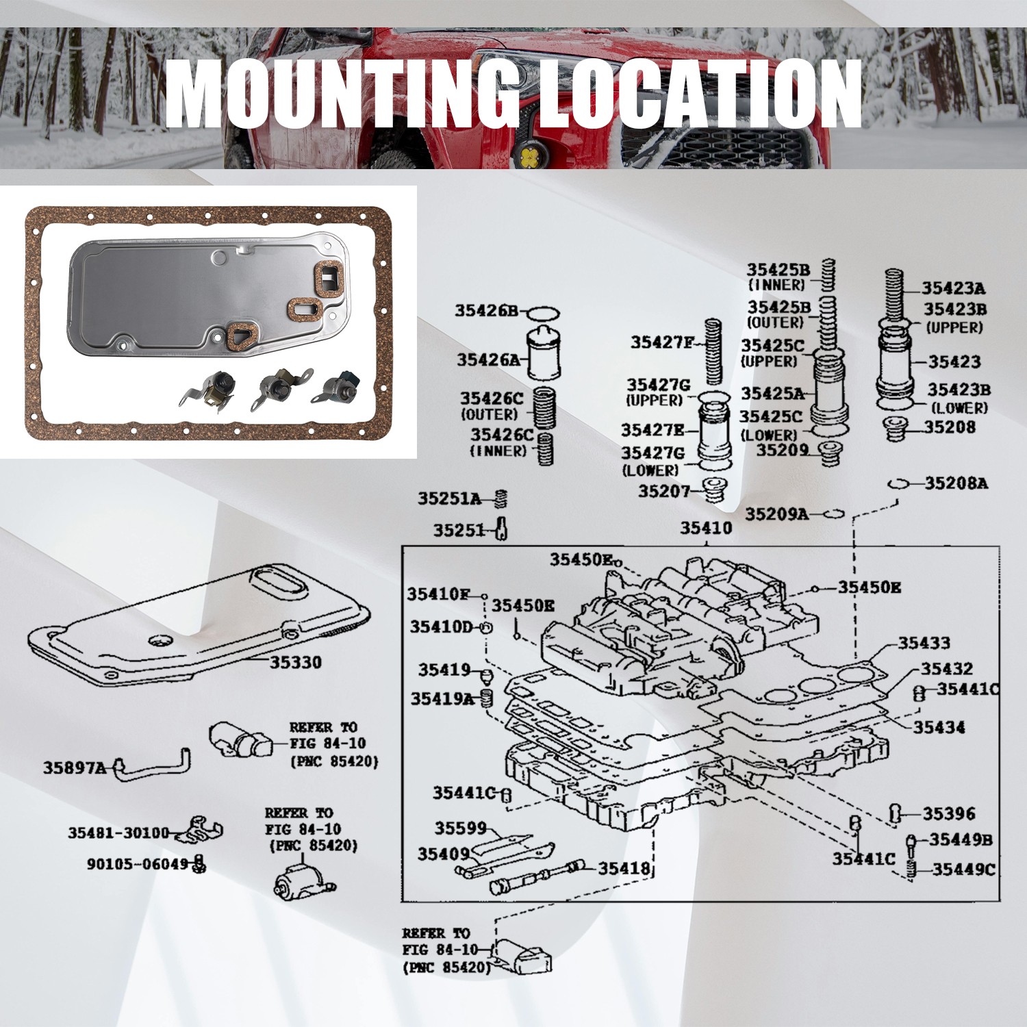 A340E A343F Transmission Solenoid Service Kit + Filter For Tacoma Tundra