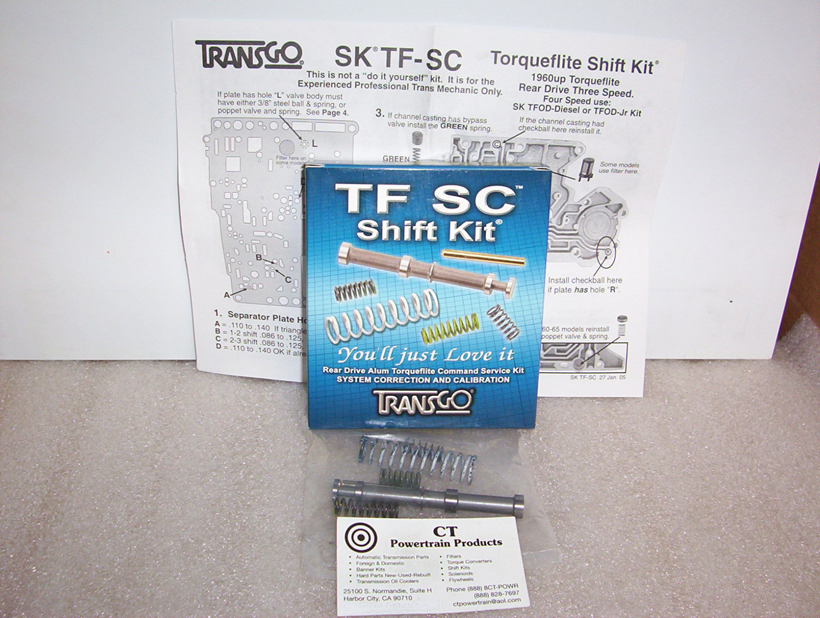 TransGo A727 TF8 Torqueflite 8 SKTFSC Shift Kit 1962-On TF Eight 727 36RH 37RH