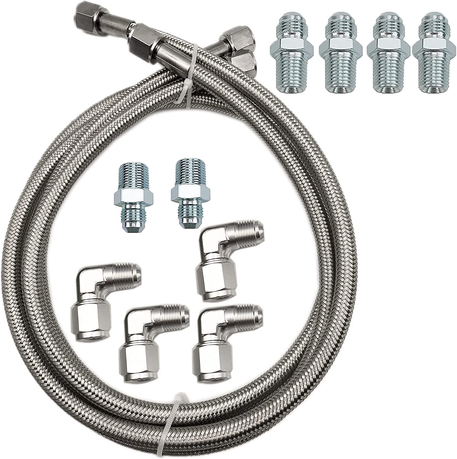 SS Braided Transmission Cool Hoses Lines Kits For Chevy Ford TH350 700R4 TH400