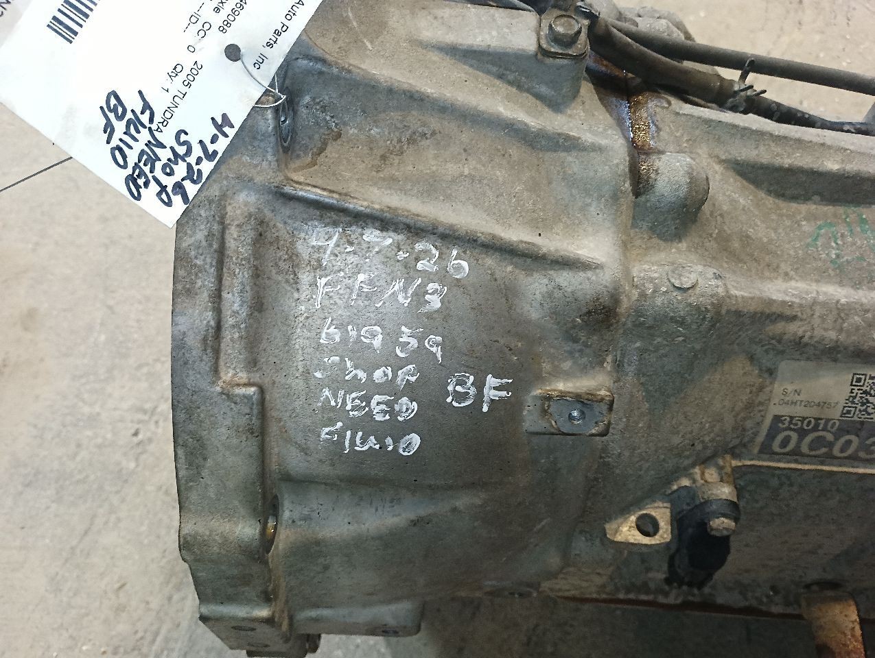 A750F Automatic Transmission 4.7L Engine 4WD From 2005 TUNDRA (12844500