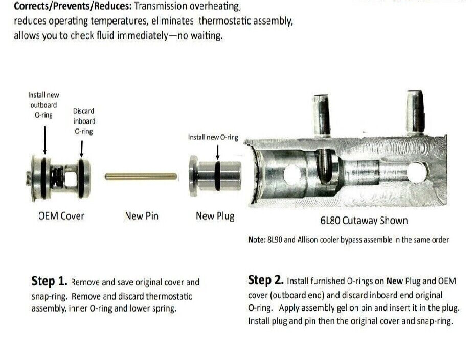 6L80 – 6L90 – 8L90-10L90-Allison Cooling System Upgrade TransGo 6L80-CLR-BYPASS*