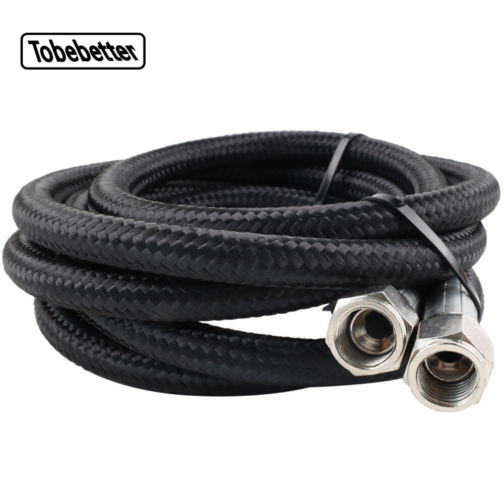 Black 52” Nylon Braided Transmission Cooler Hose Line Fitting TH350 700R4 TH400