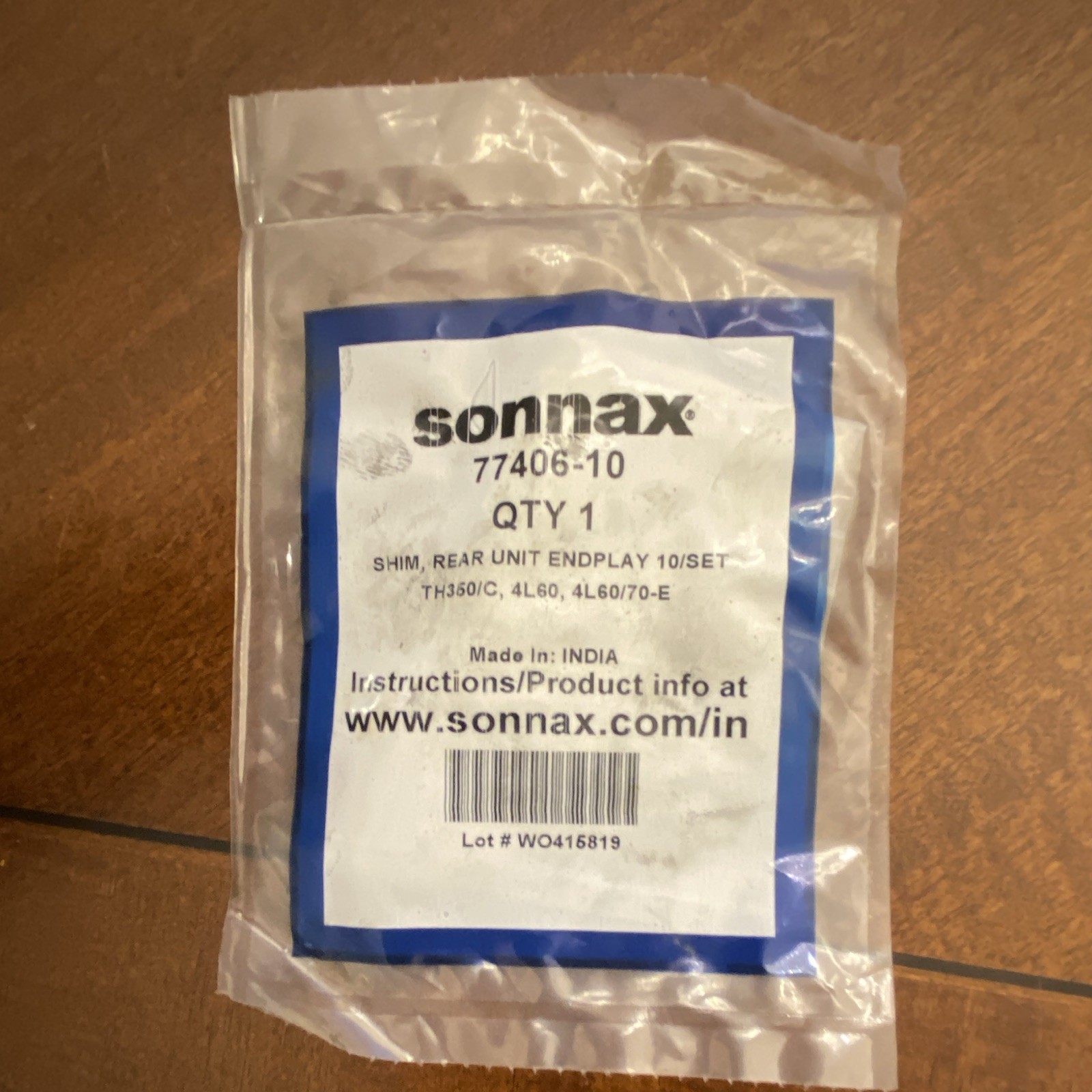 . 350 4l60e Shim Kit.010″ Rear Case End Play 77406-10 by Sonnax bag has ten (10)