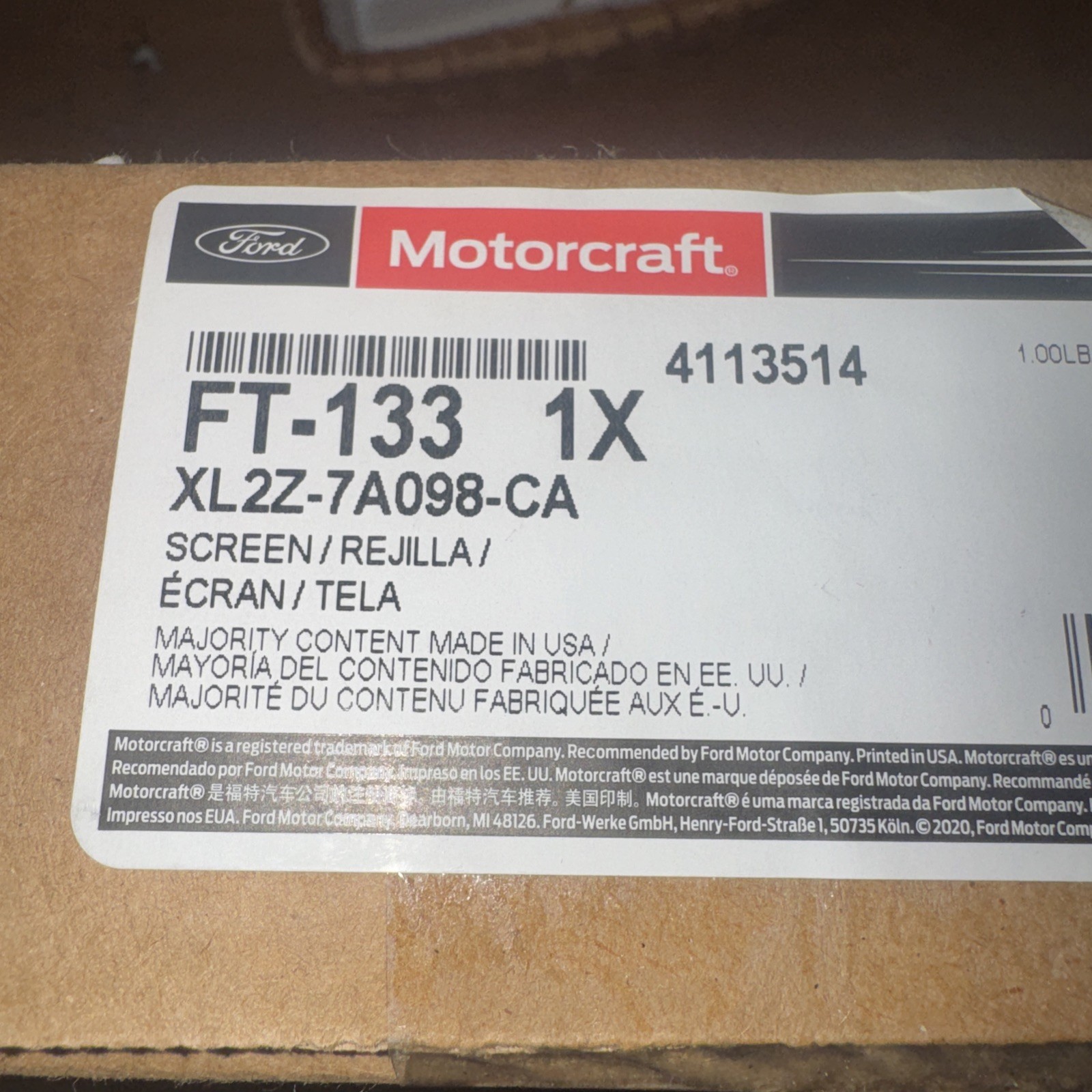 Genuine OEM Ford Motorcraft FT-133 Filter Screen Assy XL2Z-7A098-CA