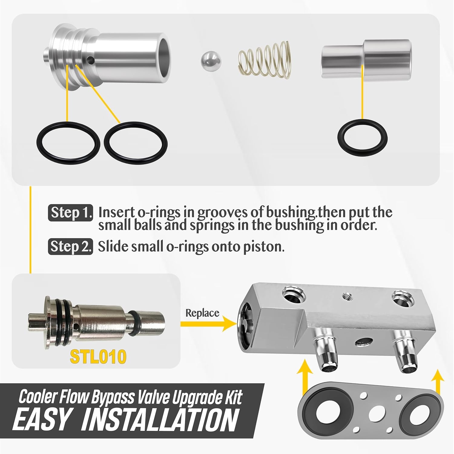 Cooler Flow Bypass Valve Kit Upgrade Compatible With Cadillac Chevy STL010