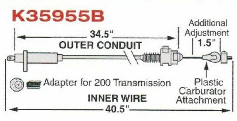 TH-350 350C / TH-200 200C New TV Detent Kickdown Cable K35955B 1979-87 (99473)