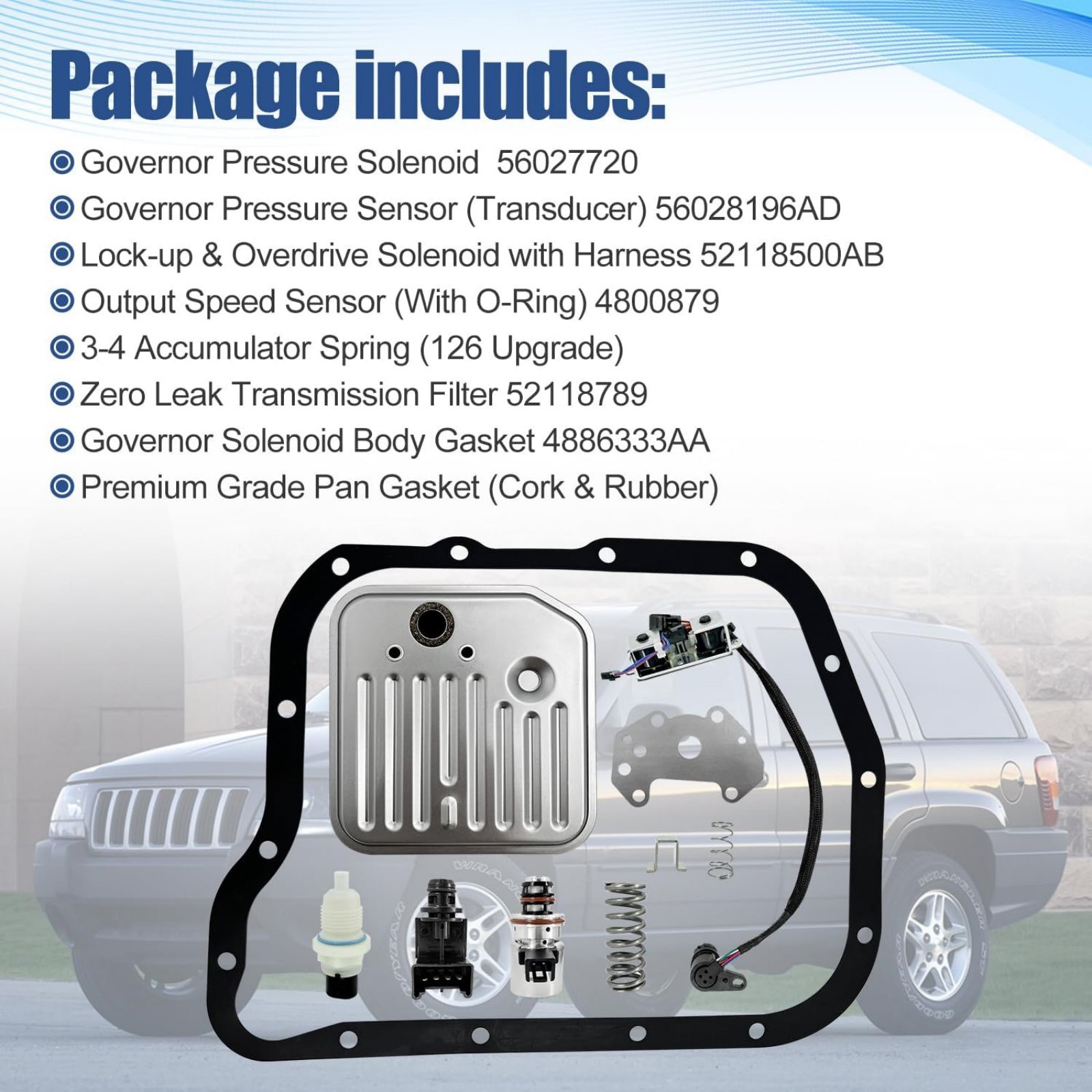 Solenoid Service Upgrade Replace Kit 42RE 44RE 46RE 47RE 48RE 2000-Up For Dodge