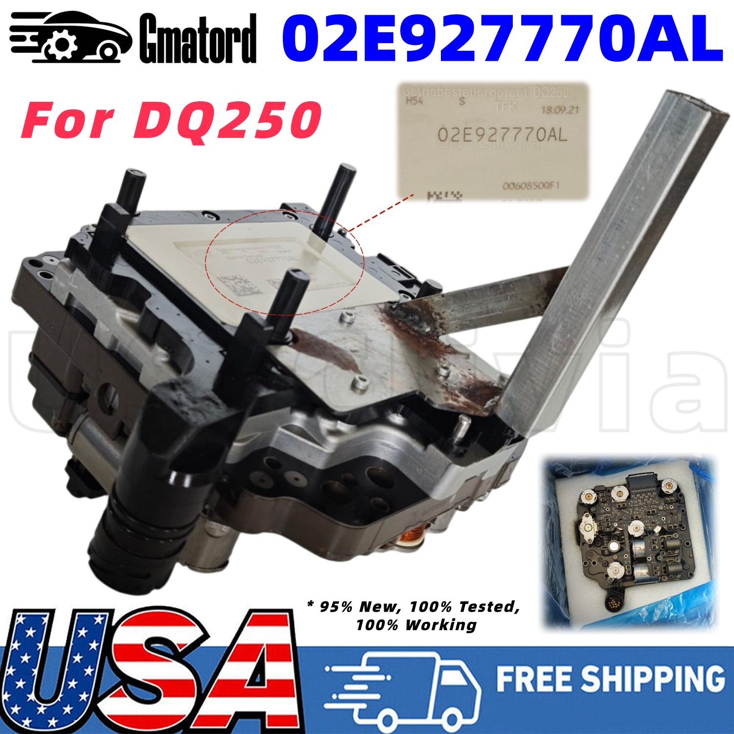 DSG 02E DQ250 Mechatronic ValveBody Control Unit TCM TCU For Audi VW 02E927770AL