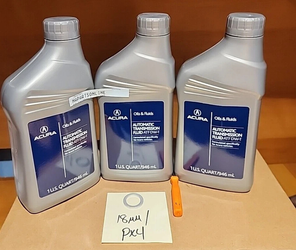 3 QTS Acura Genuine OEM ATF DW-1 w/Gasket AUTO TRANSMISSION FLUID NEW SEALED