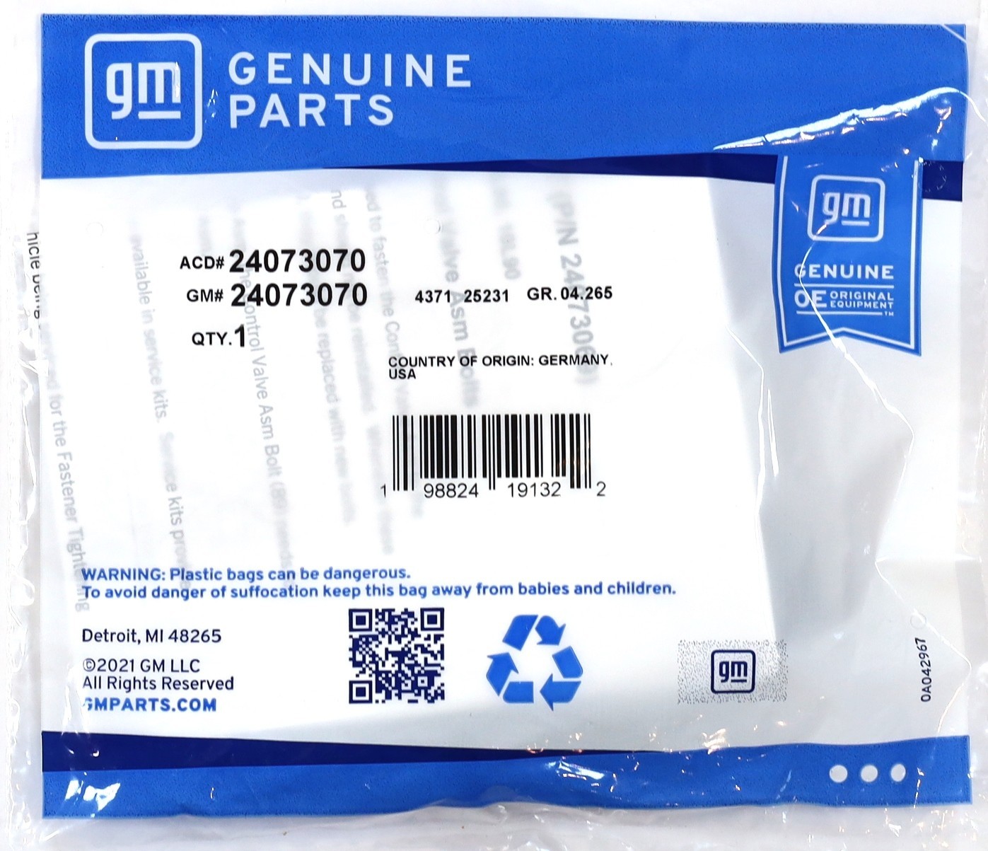10L60 10L80 10L90 10-Speed Valve Body Fuel Filter Bolt Kit Genuine GM 24073070