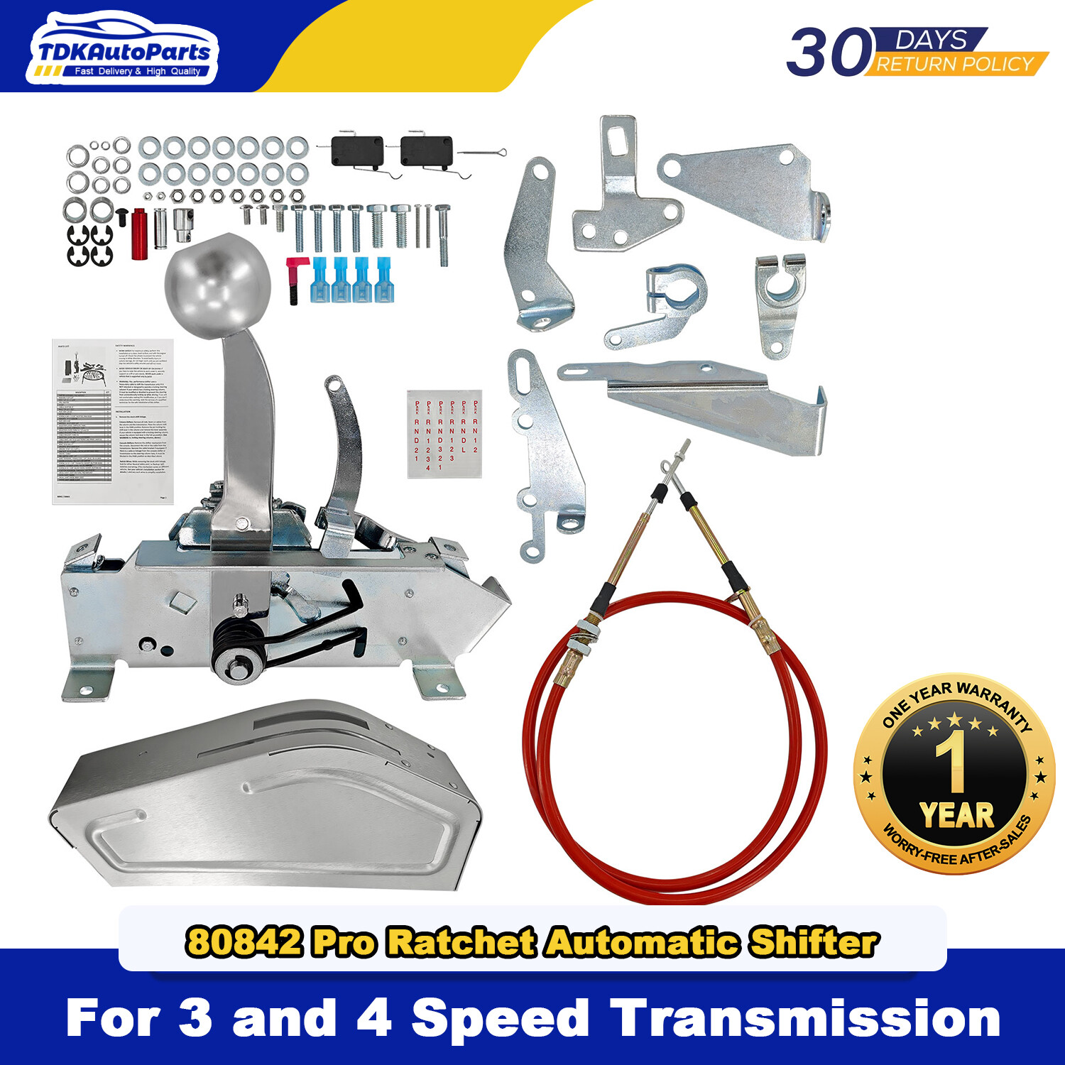 FOR B&M 80842 Pro Ratchet Automatic Shifter for 3 and 4 Speed Transmission NEW