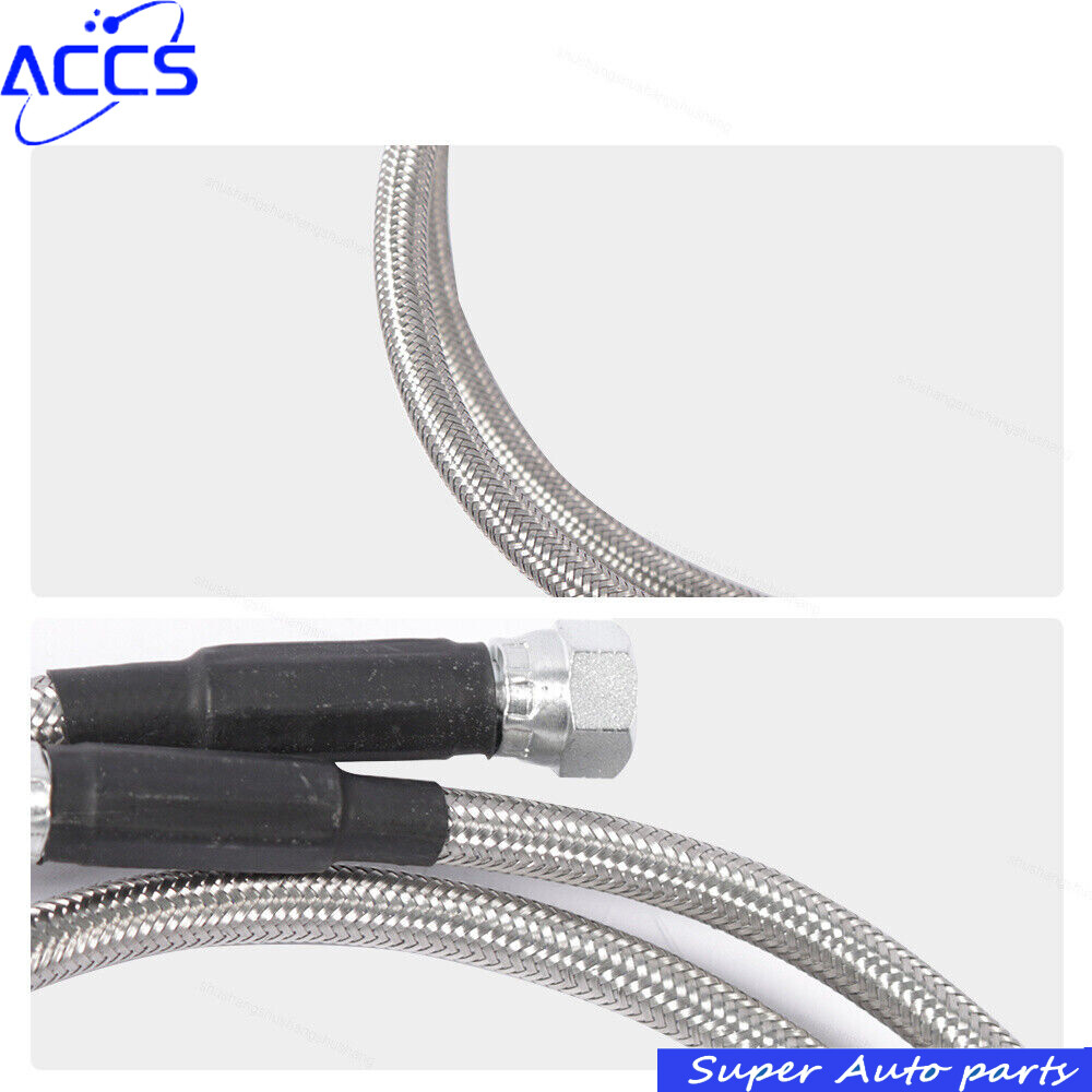 52” Length SS Braided Transmission Cooler Hoses Fittings For TH350 700R4 TH400