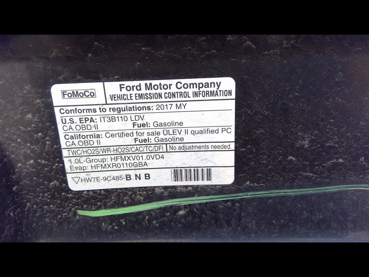 16-18 FORD FOCUS 6 Spd Automatic Transmission Gasoline 1.0L VIN E 8th Digit