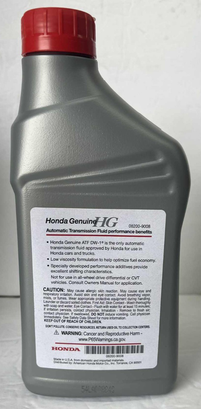 3-QTS ATF DW-1 Genuine OEM Honda Acura Automatic Transmission Fluid 08200-9008