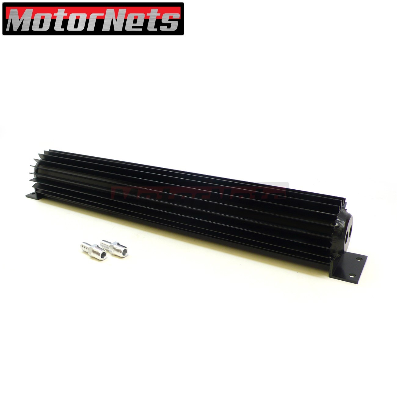 Aluminum Anodized Black Dual Pass 18″ Transmission Cooler Finned Hot Rod 1/4 NPT