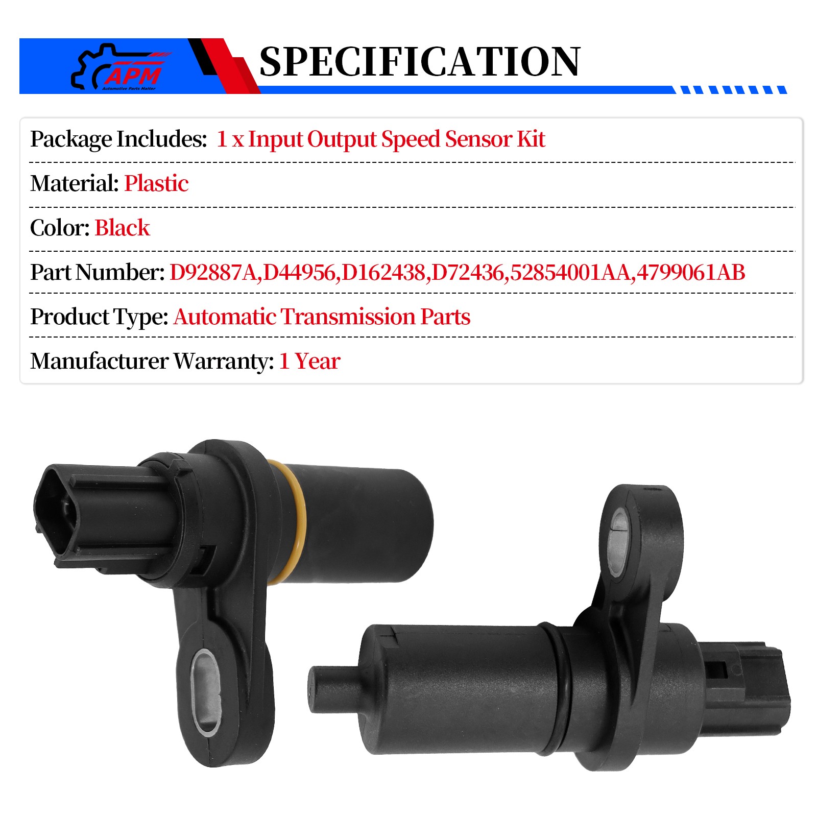 2 Pcs Transmission Input Output Vehicle Speed Sensor For Chrysler Dodge Jeep