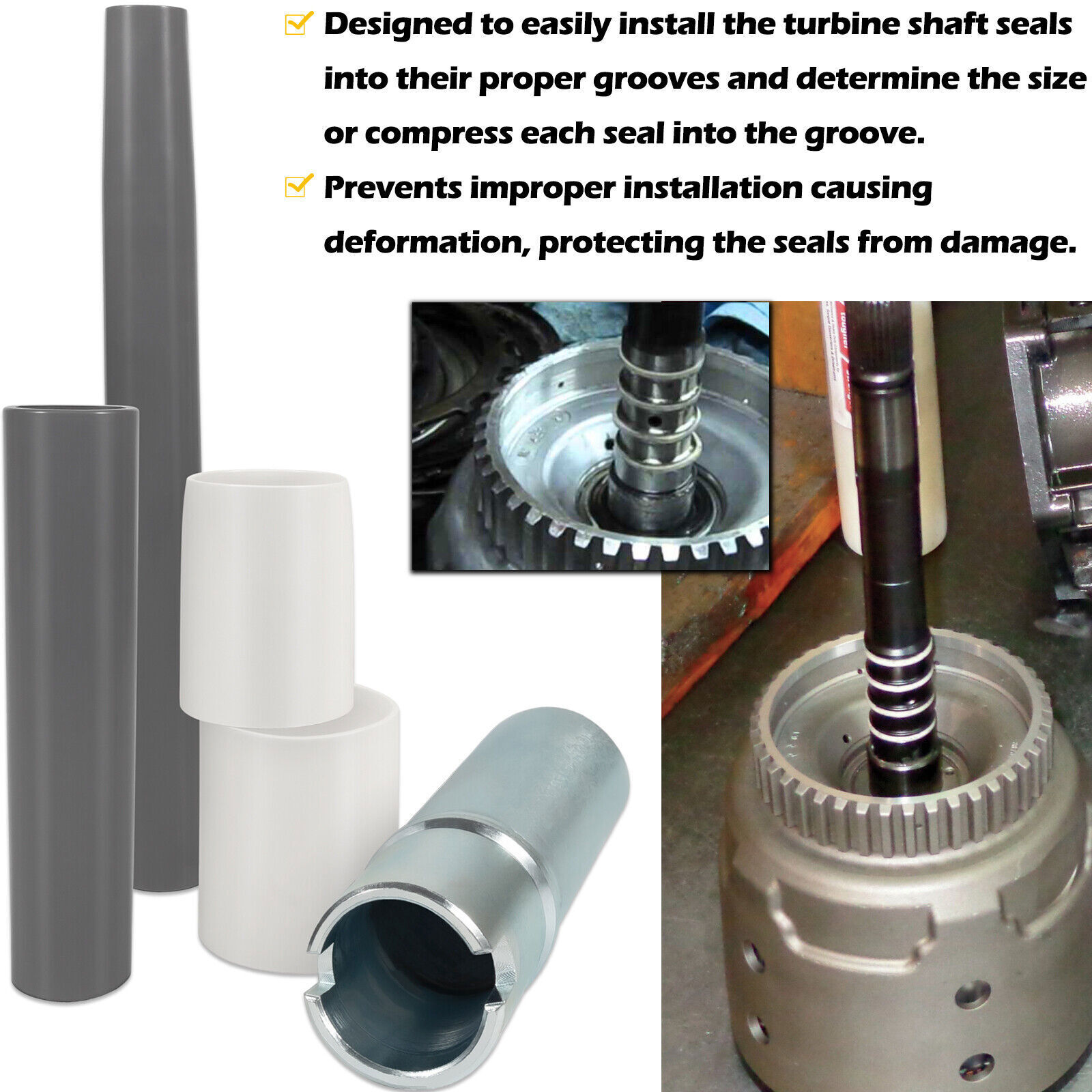 Turbine Shaft Teflon Seal Ring Tools Set & Re-Sizer Kit for 700R4 4L60E 4L60