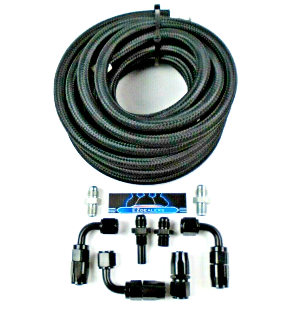 4L80E Automatic Transmission Cooler Line Kit 20′ PREMIUM -6 AN HOSE Nylon Braid