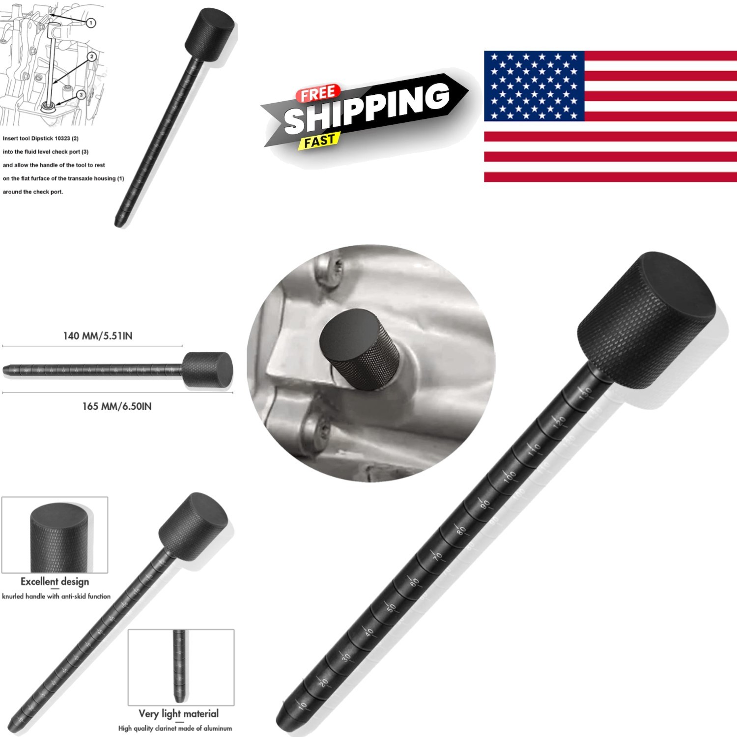 Push Pull Transmission Dipstick 6.5 Inch Modern Design for Chrysler Dodge Jeep
