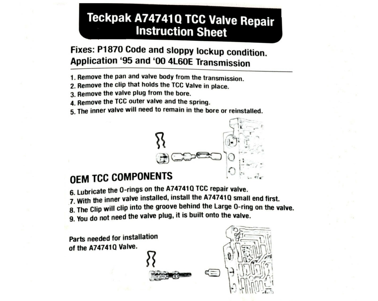 4L60E Transmission TCC Valve Repair 1996-1999 P1870 Code Fix A74741Q