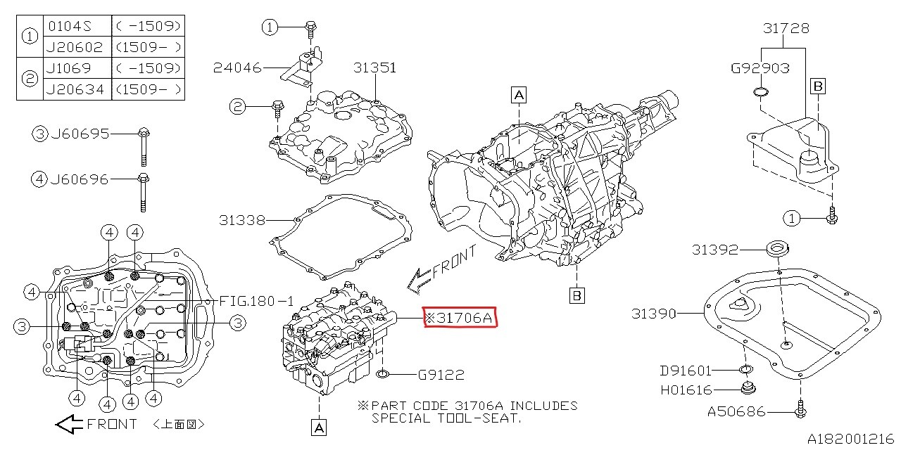 TR580 CVT Transmission Valve Body For Subaru Forester Impreza Outback 31825AA052
