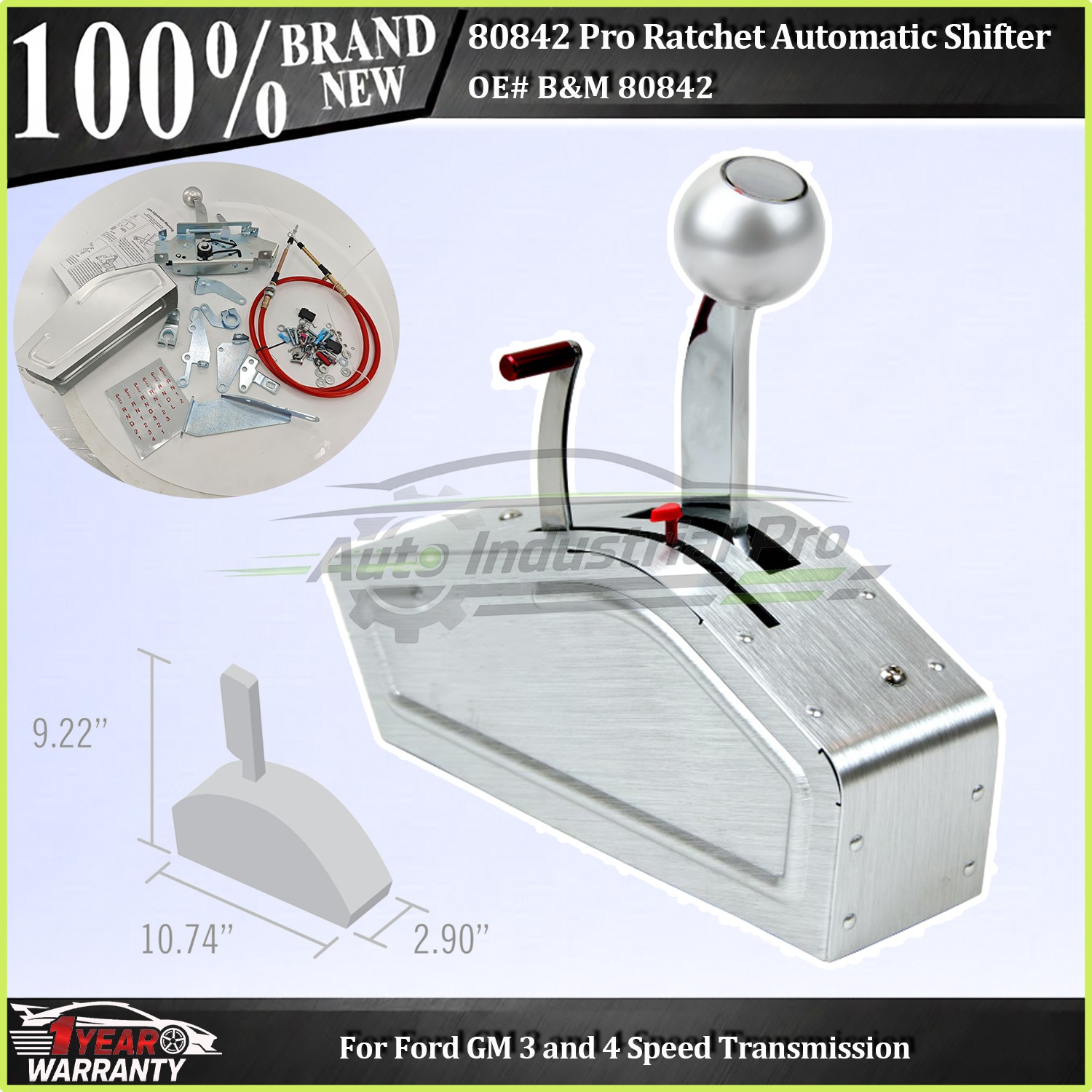 For B&M 80842 Pro Ratchet Automatic Shifter Fit Ford GM 3 & 4 Speed Transmission