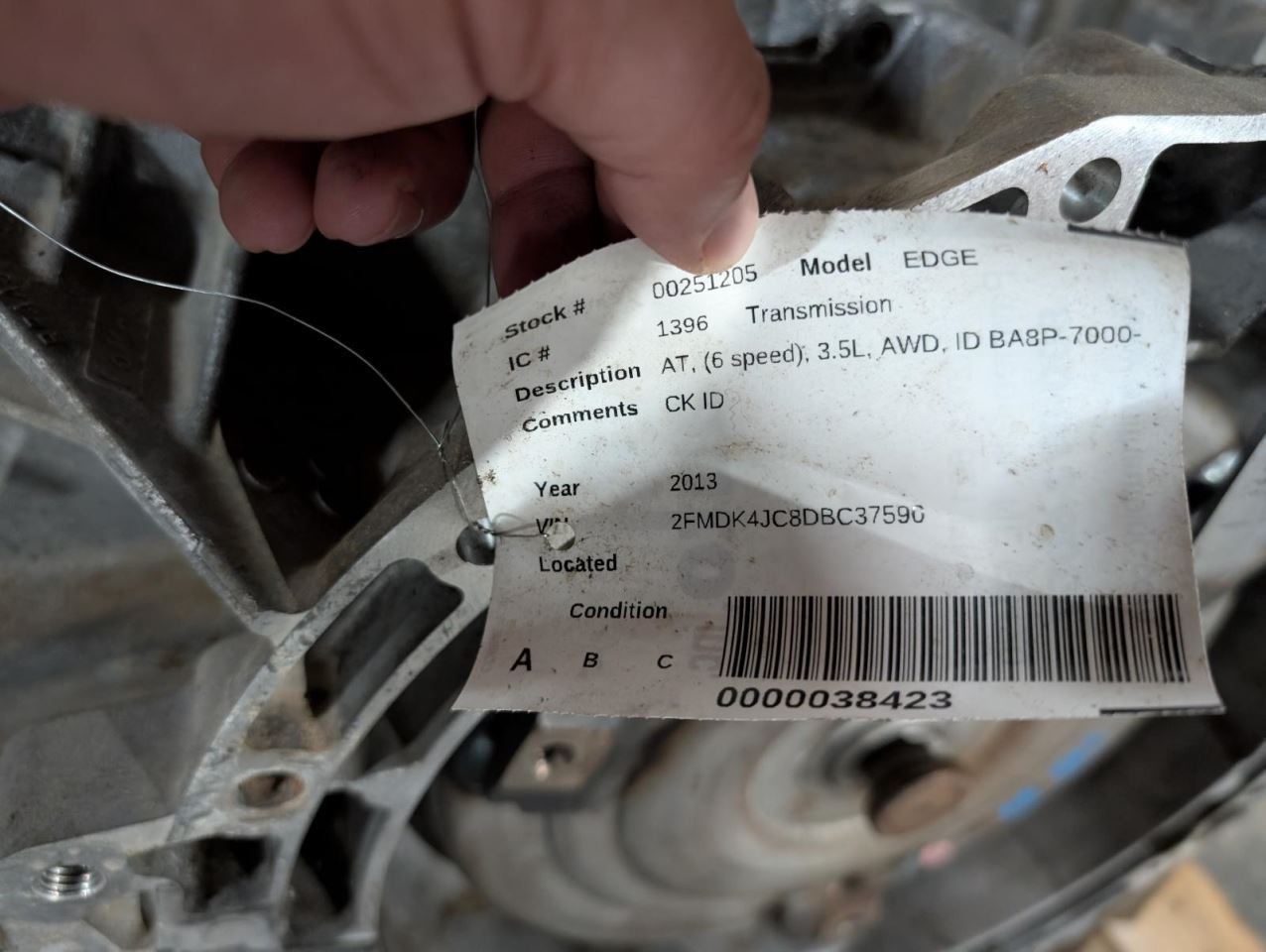 Automatic Transmission 6 Speed 3.7L AWD ID DA8P-7000-RB Fits 14-15 MKX 316007