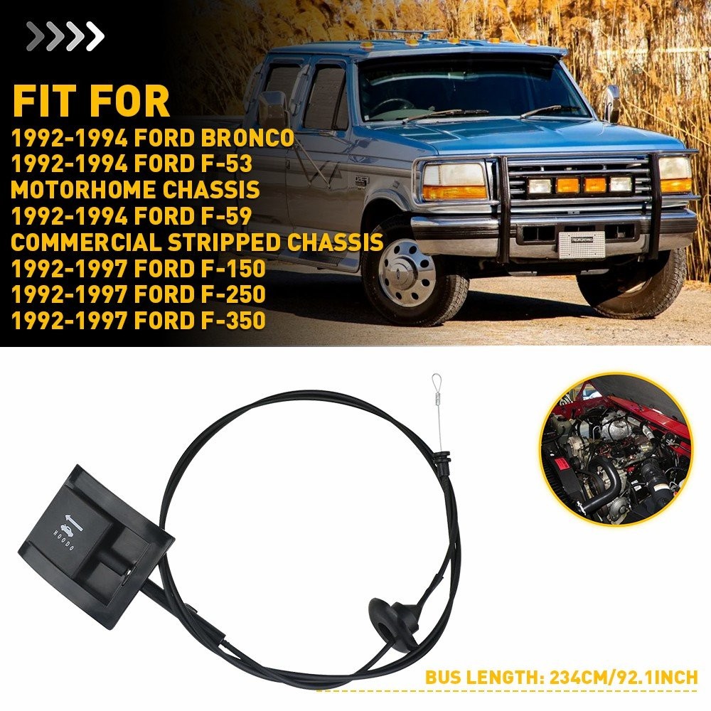 Hood Release Cable & Pull Handle For 1992-1997 Trucks F-Series Bronco & 912-042