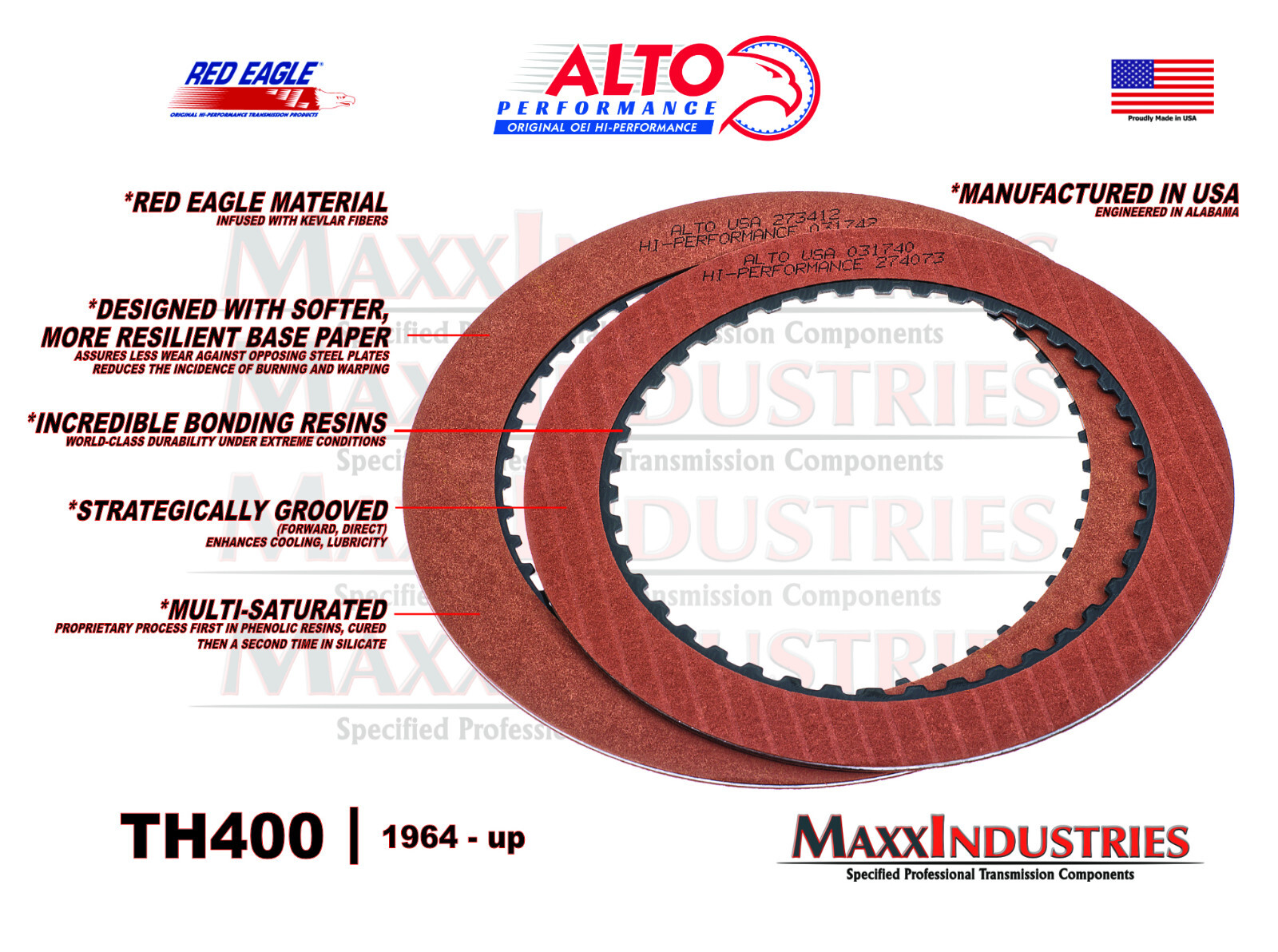 TH400 Turbo 400 Transmission Clutch Kit High Performance Alto Red Eagle 031752HP