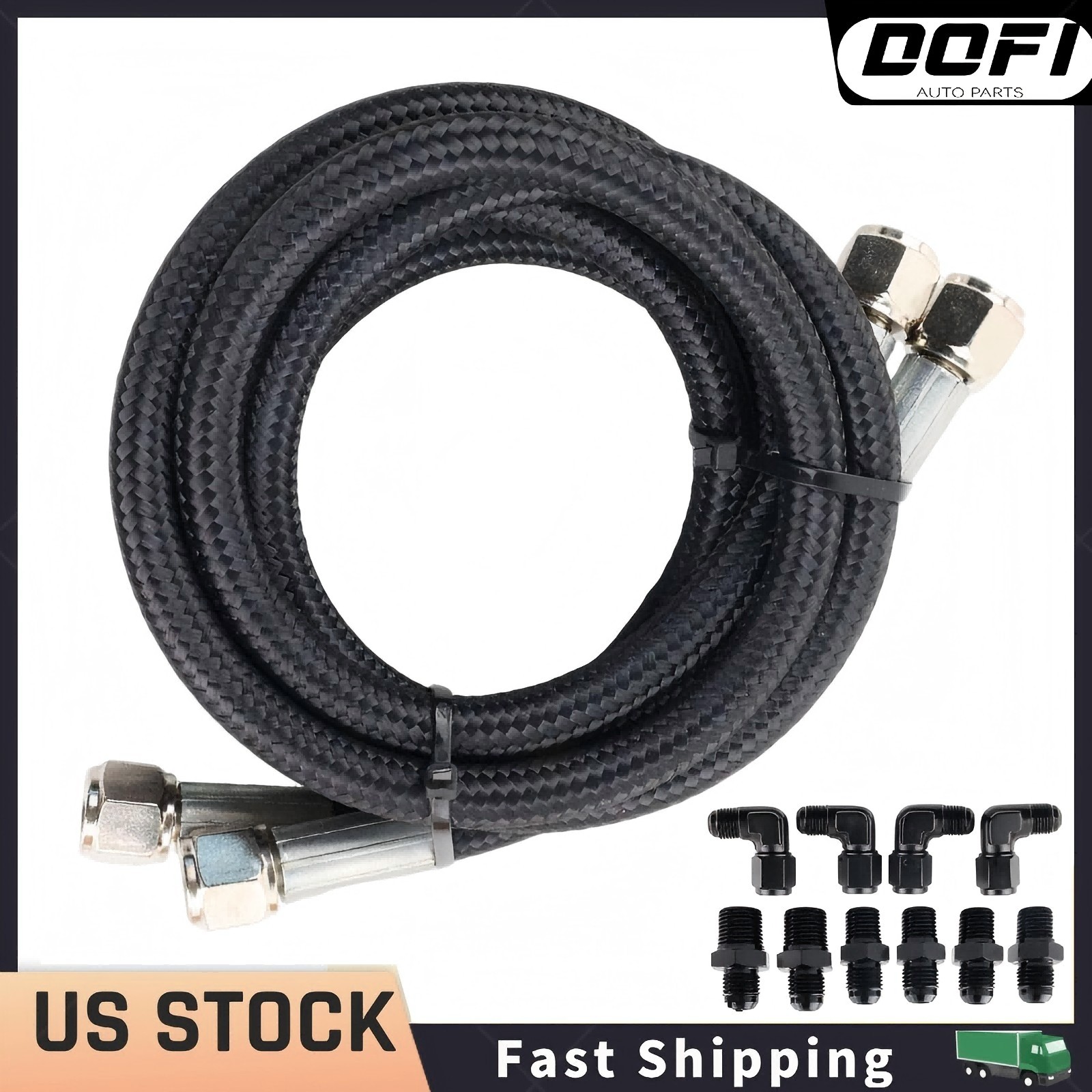Black Braided Transmission Cool Hoses Lines Kit For Chevy Ford TH350 700R4 TH400
