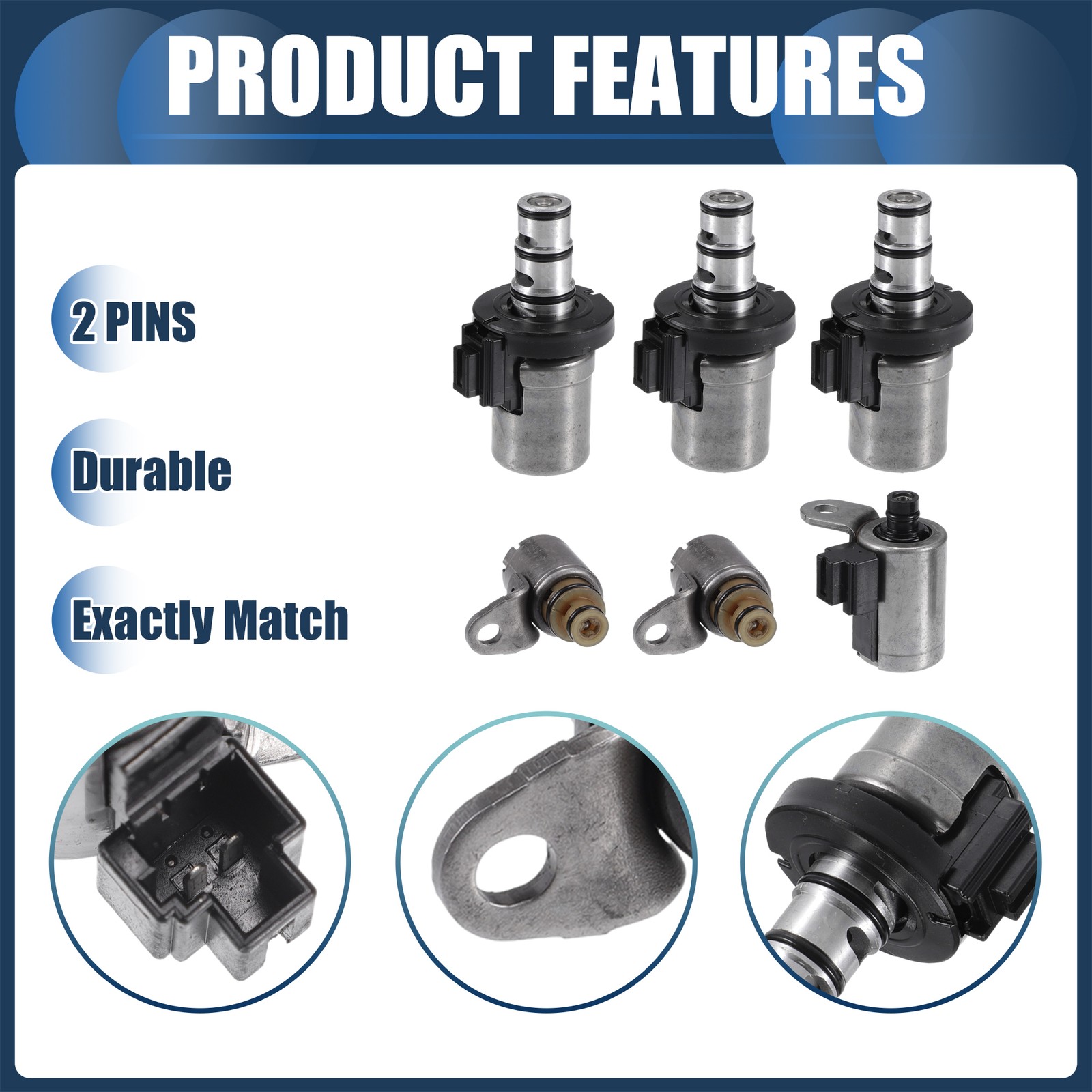 Pack of 6 for Ford Focus 00-12 for Mazda 6 03-08 Car Transmission Solenoid Black