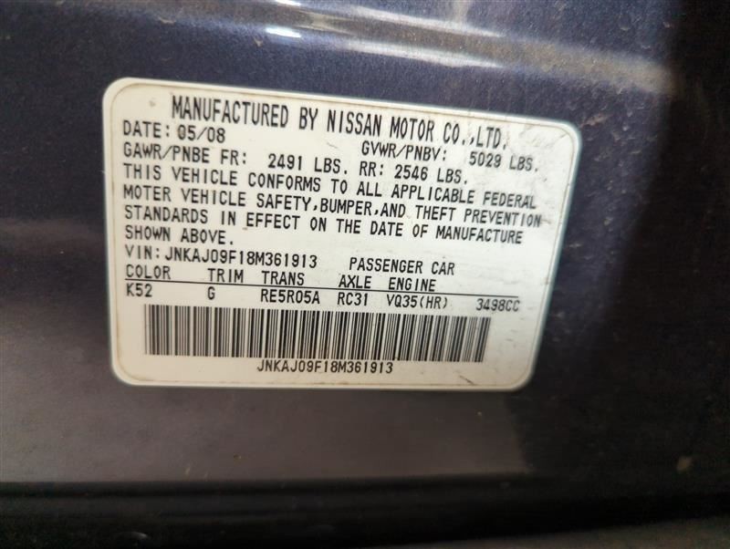 Automatic Transmission 4WD AWD From 3/08 Fits 08 INFINITI EX35 40954