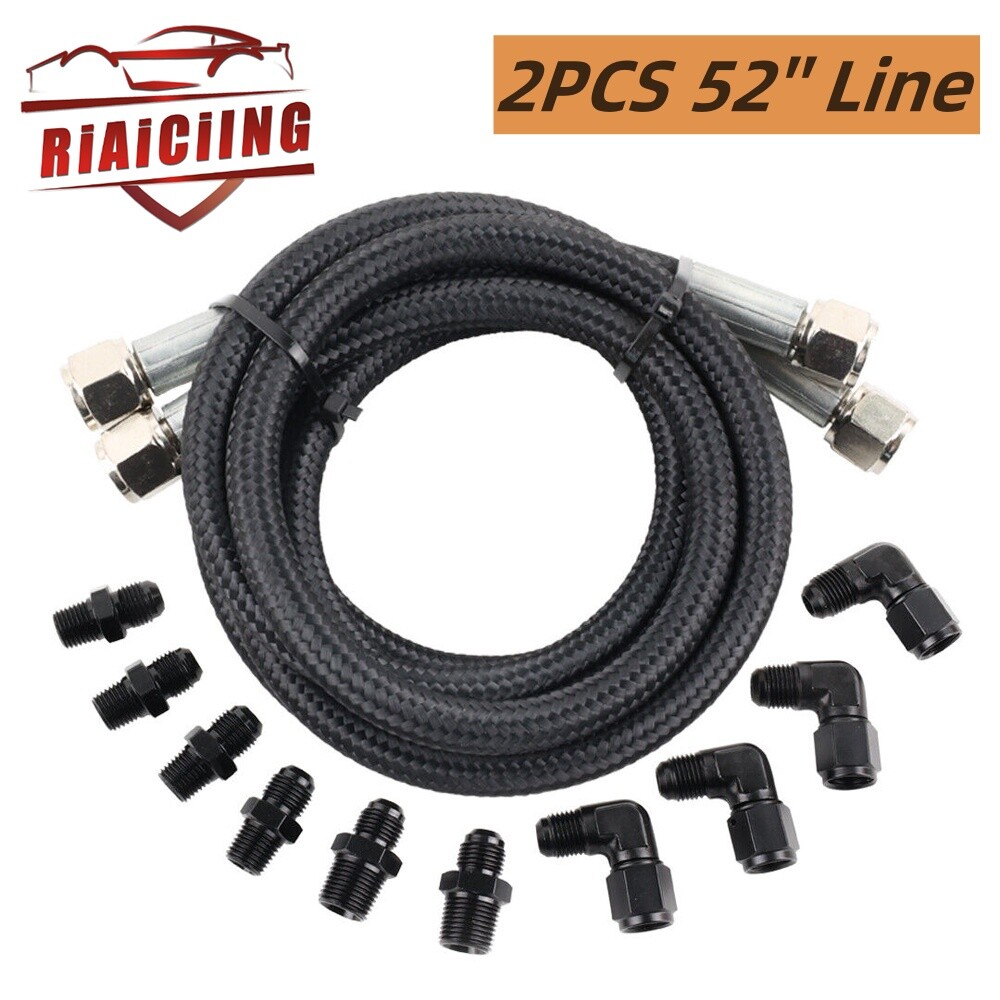 Transmission AN6 52” Nylon Braided Cooler Hose Line Fitting TH350 700R4 TH400
