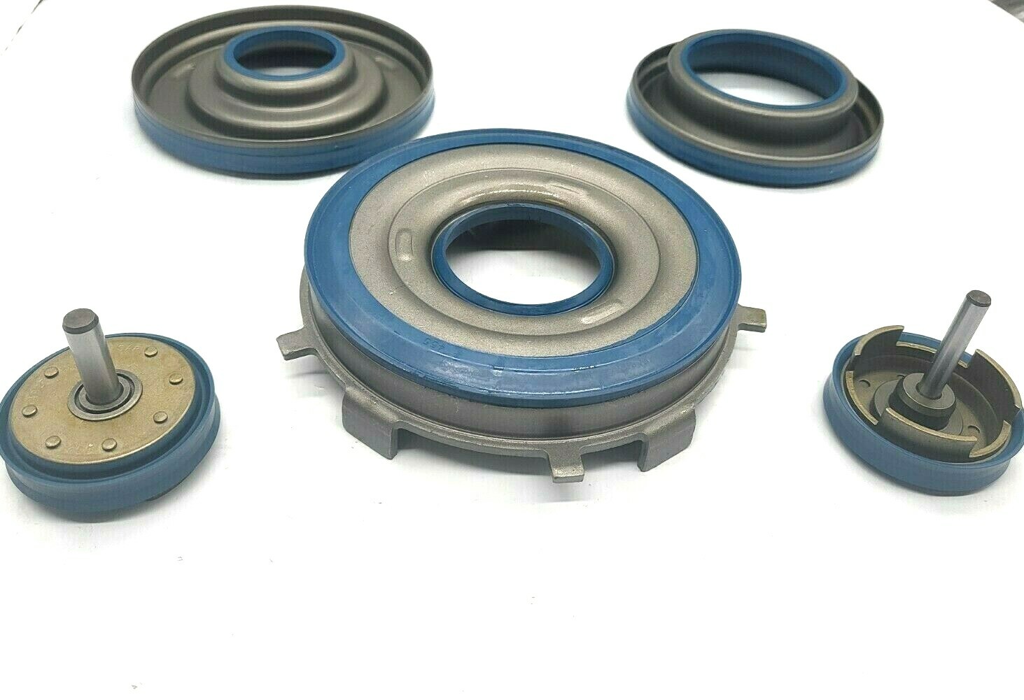 . 4l60e molded bonded pistons Hi Perf BLUE + molded accumulator pistons w/ Pins