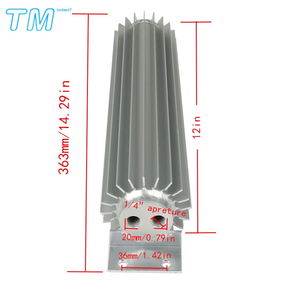 Dual Pass Aluminum Finned Transmission Oil Cooler 12″ For Hot Rod Cars Universal