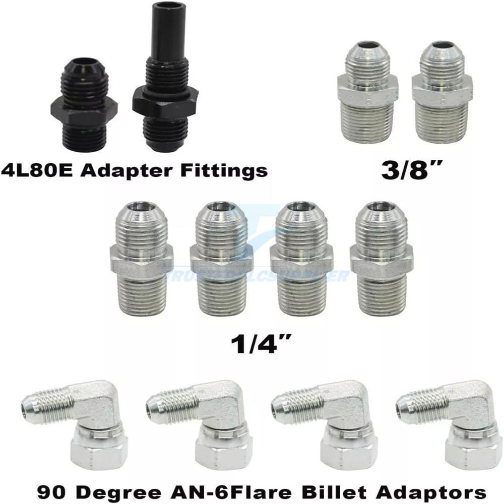 For GM 4L60E 4L80E Flexible SS Braided Transmission Cooler Lines Kit -6AN Hose