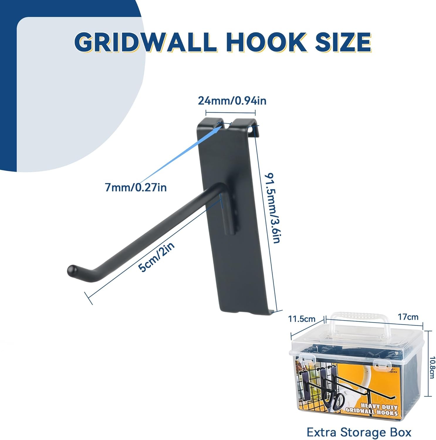 Alyoen Gridwall Hooks 2in, Grid Wall Hangers, Black Panel