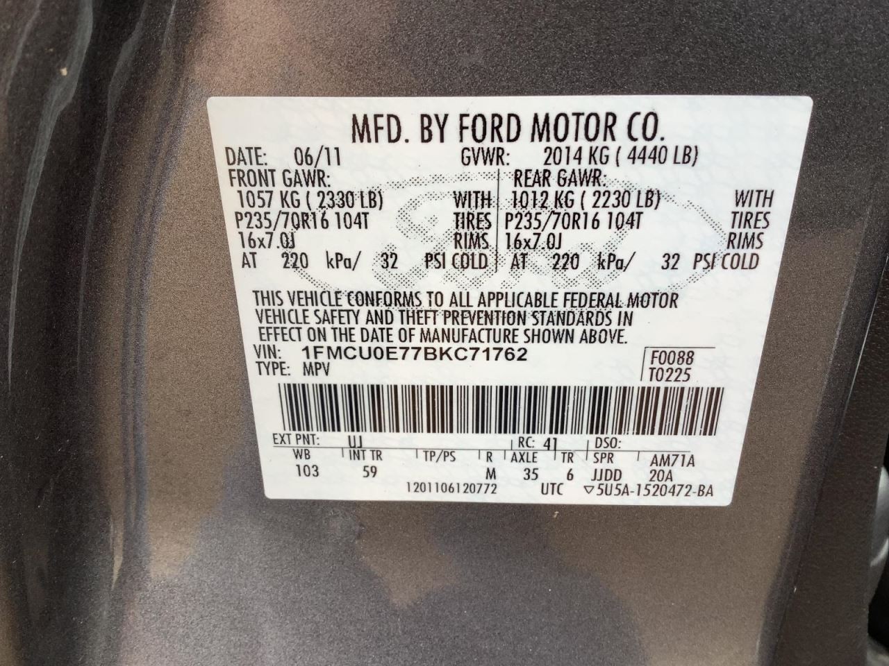 Automatic Transmission VIN 7 8th Digit 2.5L 6 Speed Fits 11-12 ESCAPE 348149