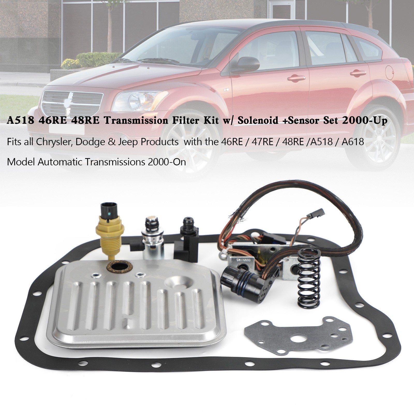 A518 46RE 48RE Transmission Filter Kit w/ Solenoid +Sensor Set 2000-Up US