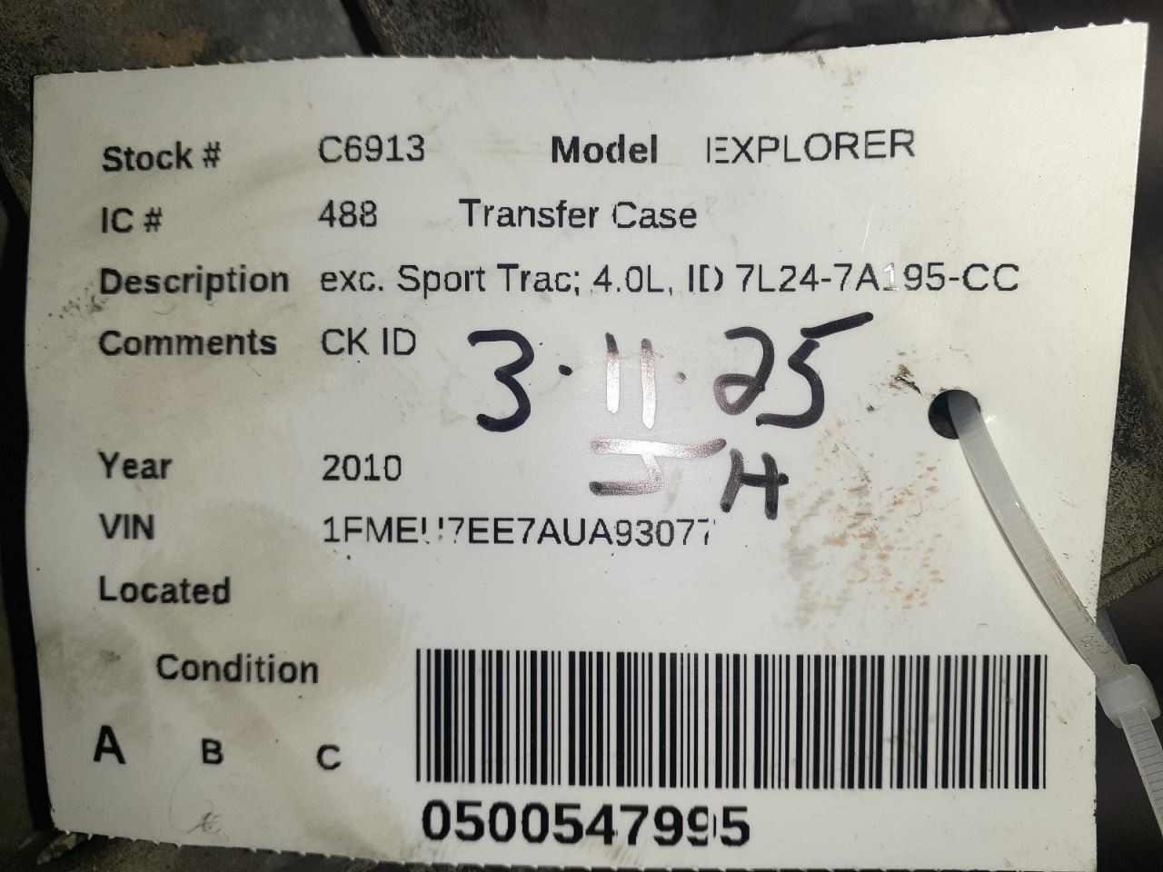 Transfer Case Excluding Sport Trac 4.0L Fits 07-10 EXPLORER 2042319