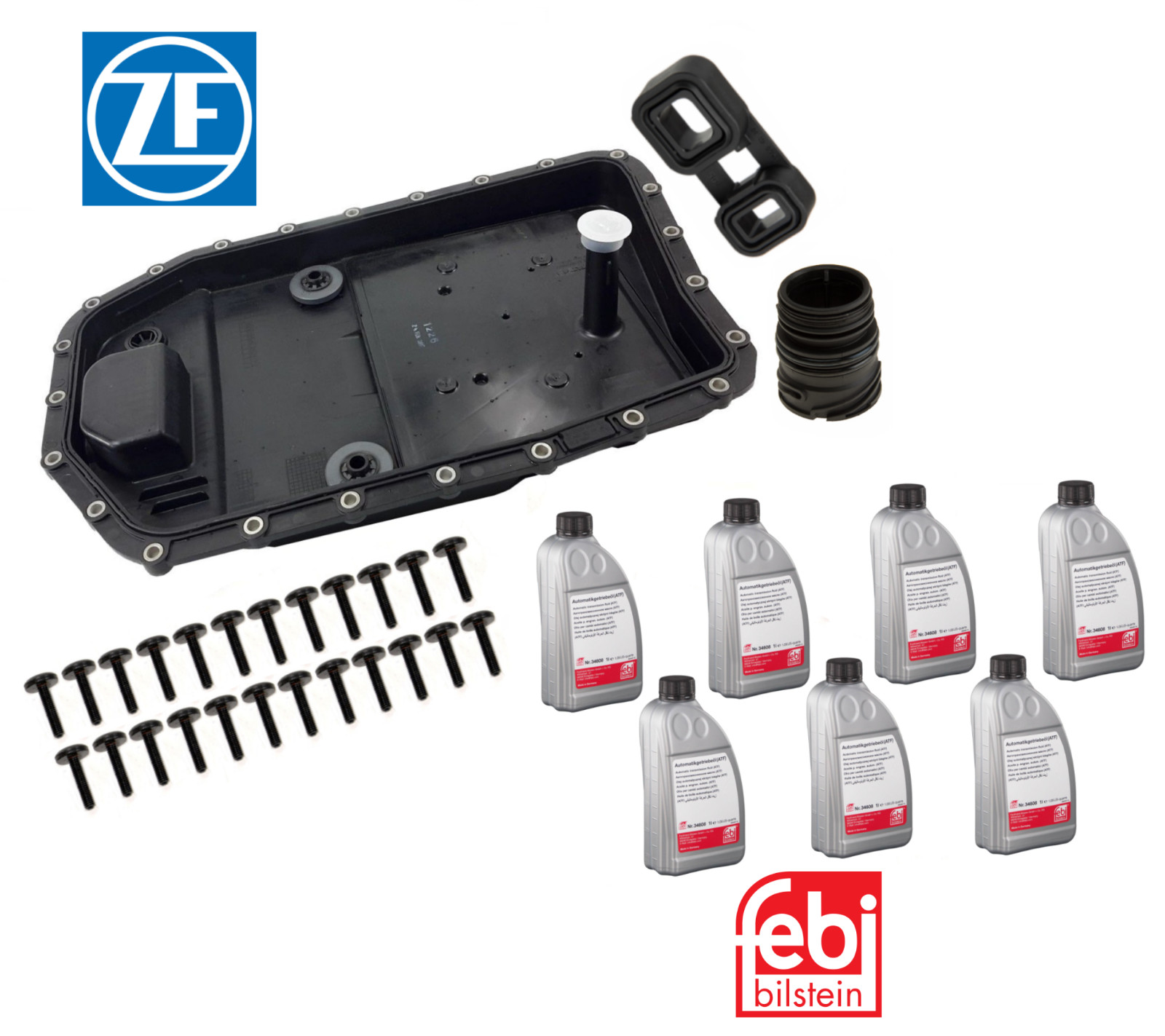 OEM Transmission Oil Pan Filter Gasket Seal Bolt + 7L ATF Fluid Kit for BMW